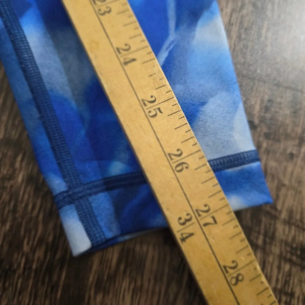LULULEMON Wunder Under Leggings Womens‎ 8 Blue Watercolor Excellent Luxtreme 27